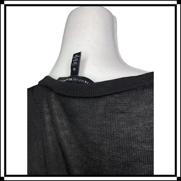 Like New! WHBM Lightweight Black Poncho with Lace Trim, size Med - Picture 5 of 5